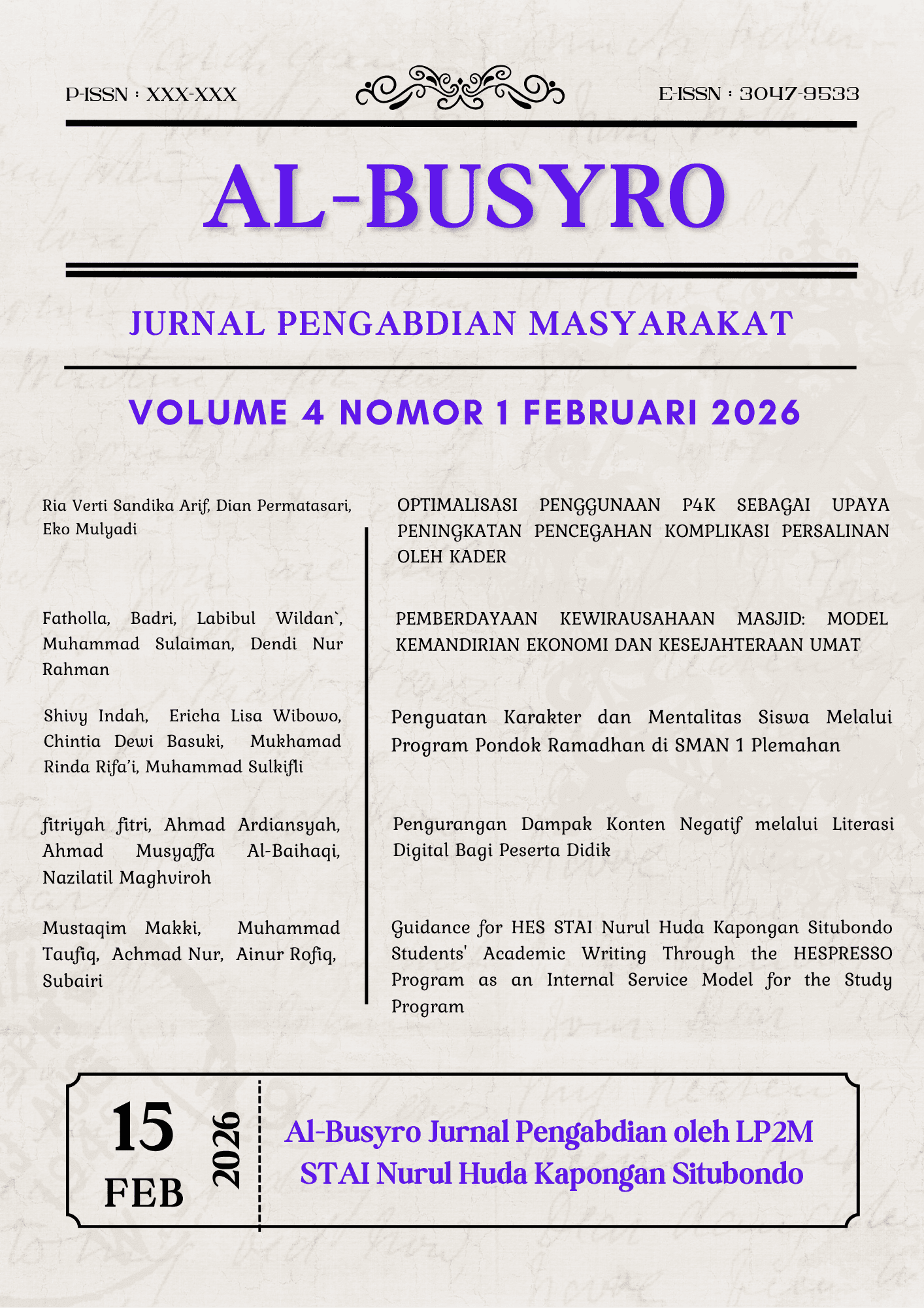 					View Vol 4 No 1 Februari 2026
				